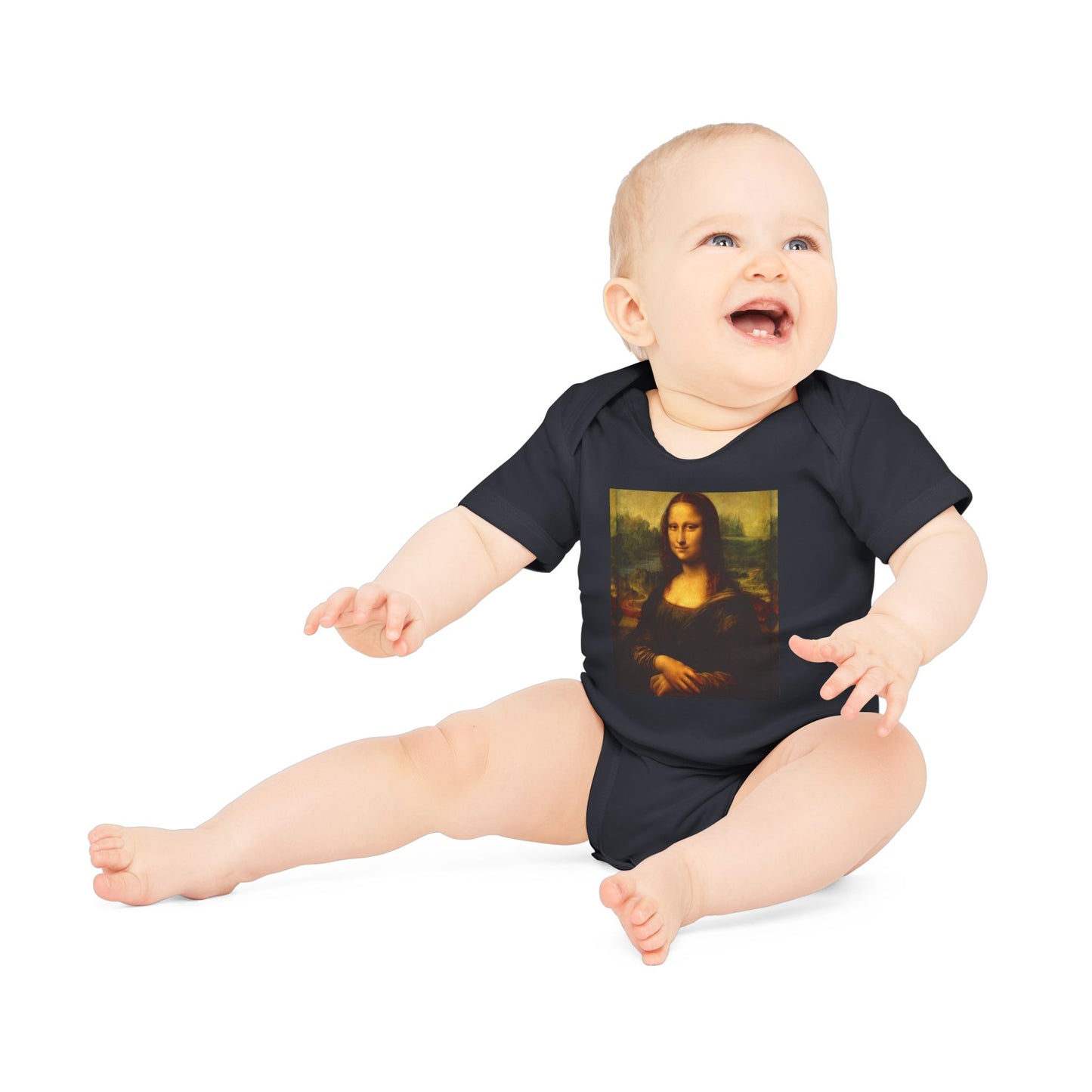Mona Lisa Baby Bodysuit, Organic Baby Outfit