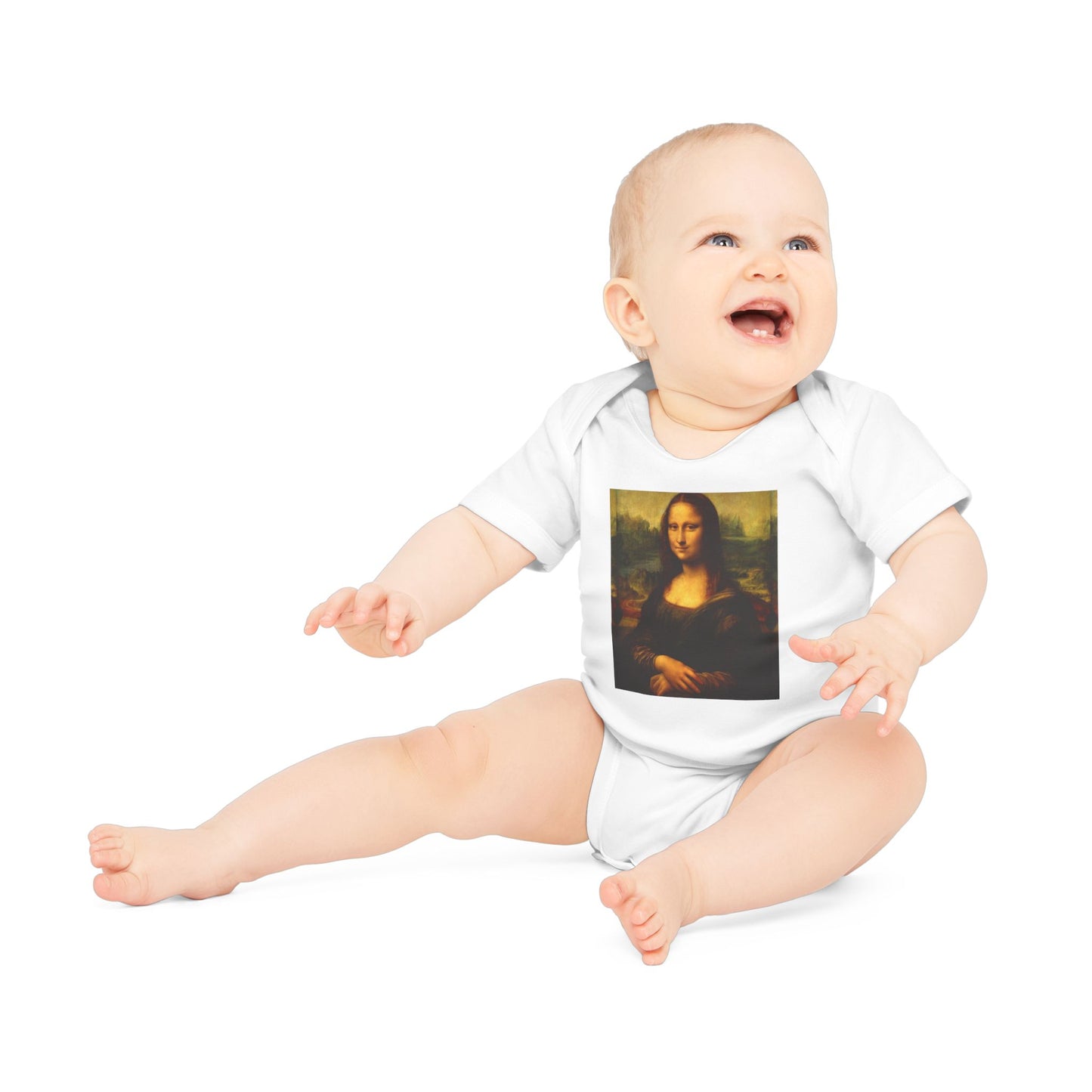Mona Lisa Baby Bodysuit, Organic Baby Outfit